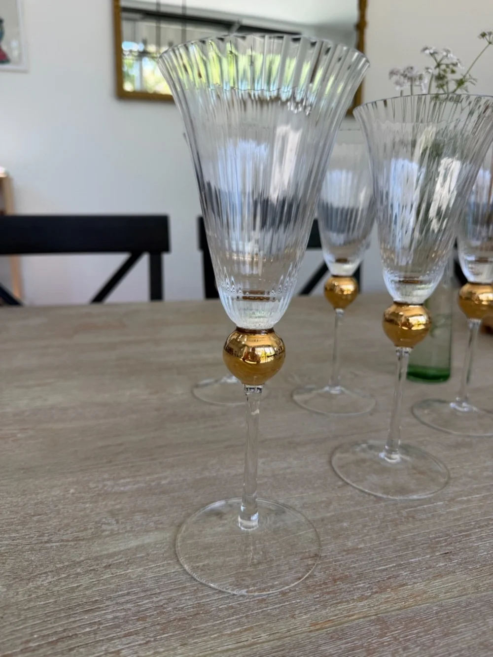 🌱Vintage Crystal Champagne Glasses with Gold Ball Stem Features-Classic Elegance